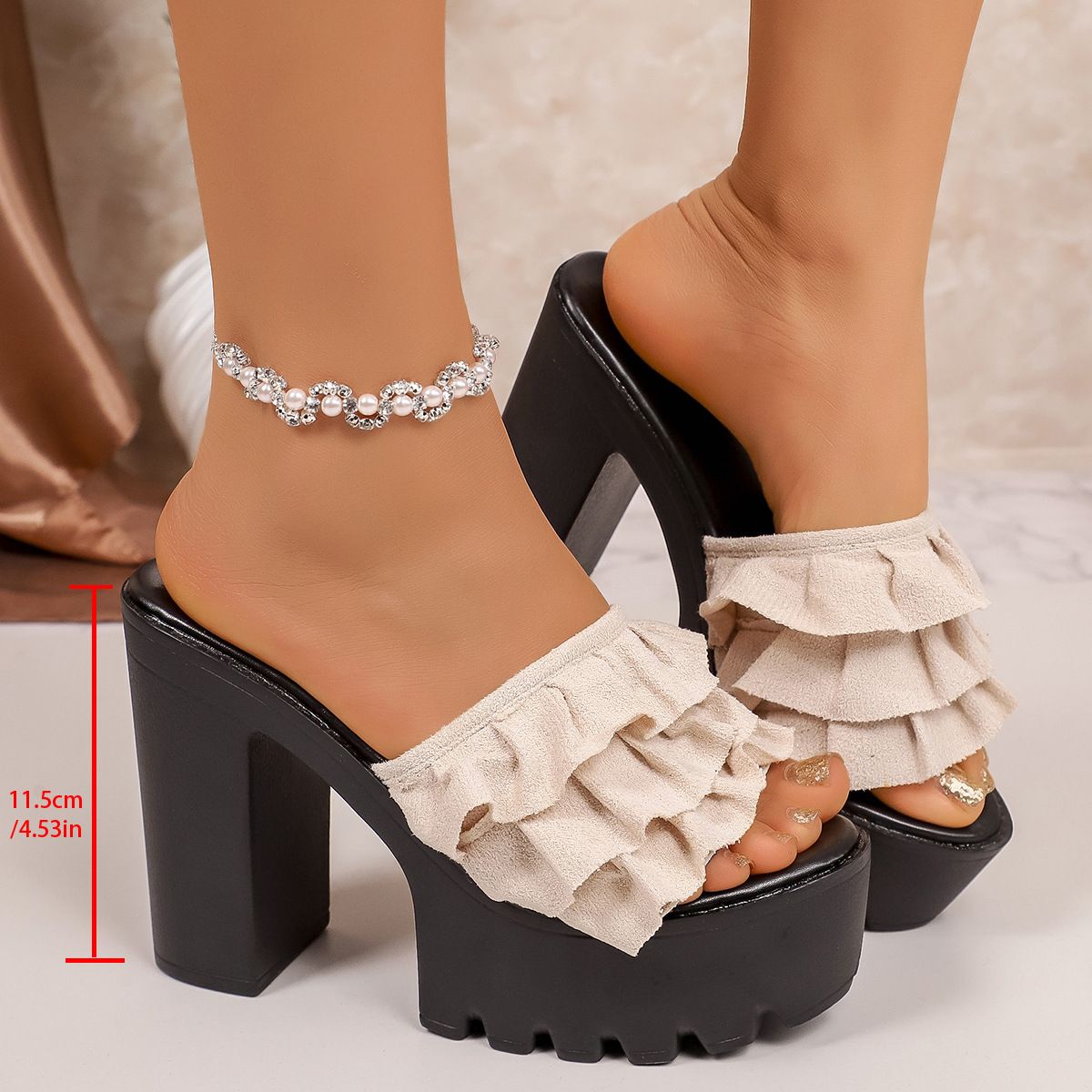 New Style Plus Size Women's High Heel Waterproof Platform Peep Toe Fashion Classic Slippers High End_vogvips.com