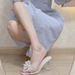 French-style Crystal Transparent Elegant Dress A Summer Vibe, Paired With High-heeled Sandals And New Rhinestone Bow_vogvips.com