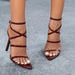 Women's Multi-line With Crossed Ankle Strap Pointed High Heeled Sandals Party Burgundy Heels_vogvips.com