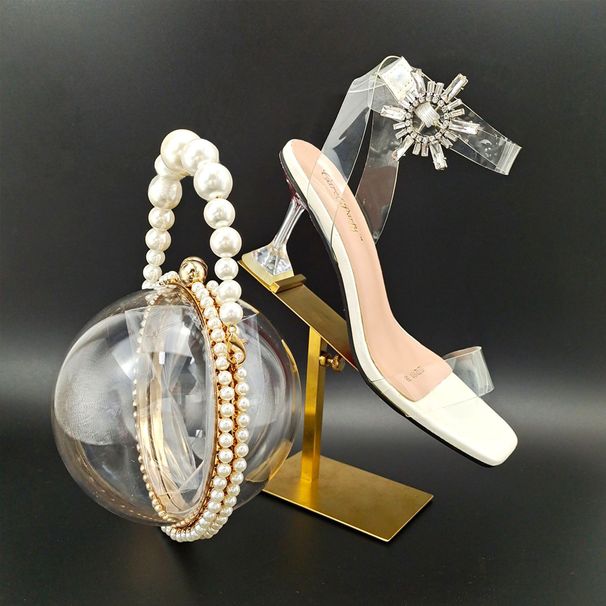 Women S Shoe And Bag Set Open Toe High Heeled Sandals With Spherical Acrylic Clutch Casual Everyday Wear_vogvips.com
