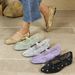 New Mesh Breathable Flat Flat Ballet Shoes Bow Rhinestones_vogvips.com