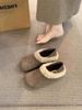 for Women 2025 Autumn Winter New Fleece-Lined Retro Fluffy Half-Slip Women's Flat Ugly Cute Lazy Slip-On_vogvips.com