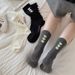 Unisex Soft Cotton Crew Socks With Flocked Heart Design – Breathable & Comfortable – Classic Neutral Colors – Perfect For Everyday Wear_vogvips.com