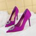 18249-K62 European And American Fashion Party Pointed Toe Stiletto Shallow Mouth Satin Rhinestone Ultra High Heels_vogvips.com