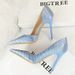 BIGTREE Shoes Sky Blue Women Pumps Sexy High Heels Vintage Stone Pattern Design Women Heels Stilettos Ladies Shoes Large Size 43_vogvips.com
