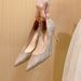 Women's Shoes For Women With Stilettos And Pointed Toes For Wedding Banquets, Two Way Sexy Large Size Crystal Women's Shoes_vogvips.com