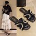 Fashion Style Women's Shoes Pearl Slippers Women 2025 Summer Outdoor Flat Casual Internet Celebrity One-Strap_vogvips.com