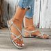 Women's 2024 New Style Woven Slip-On Roman Beach Sandals, Large Size 43, Casual Flat Thong Sandals For Foreign Trade_vogvips.com