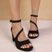 European And American Style Suede Chunky Heel Sandals Women, One-strap Buckle Hollow High Heels, Large Size 43_vogvips.com