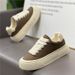 Trendy Men's Shoes, 2025 Winter New Model, Lace-Up Soft Leather Solid Color Sneakers, Thick-Soled Dad Shoes_vogvips.com