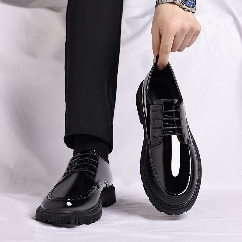 Men's Business Casual Leather Shoes 2025 New Cross Border Mirror Effect Invisible Suit Height Increase British Style Loafers_vogvips.com