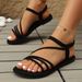 Summer New Women's Flat With Cross Straps, Large Size Sandals_vogvips.com