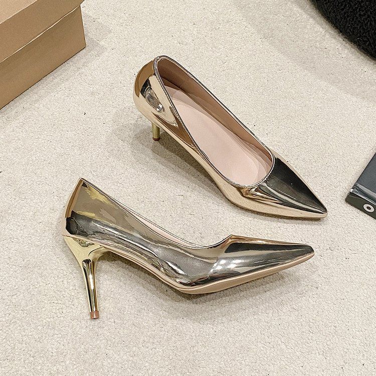 Women's High Heel Fashion Single Shoes, Pointed Toe Shallow Mouth, One Kick, Plus Size Fashionable Hundred_vogvips.com