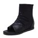 Flat Sandals For Women In Summer, With An Inner Height Increase And Black Toe Cover. Women's High Top Shoes, Roman Shoes_vogvips.com