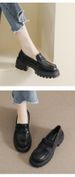 Black Small Leather Shoes Women's Platform One-pedal Retro Loafers British Style Work Shoes_vogvips.com