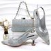Women’s Shoes Fashionable and simple pointed stripes with exquisite rhinestone decoration, elegant ladies' shoes and bags set with high heels_vogvips.com