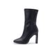 Fashion Square Toe High Heel Ankle Boots With Side Zipper - Winter Women's Chunky Heel Booties For Casual & Dressy Outfits (Black/Tan, Sizes 35-42)_vogvips.com