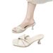 Summer New Simple One-Strap Sandals Cat Heel High Heels French Style Women's Outdoor Twist Half Slippers Beach_vogvips.com