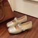 French Square Head Single Shoes Women's Spring Bow Rhinestone Word With Flat Soft Sole Evening Breeze Mary Jane Shoes_vogvips.com
