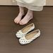 Soft Leather Version! Korean-style Polka Dot Soft-soled Shallow Single For Women, Sweet Flat Mary Jane Shoes With Round_vogvips.com