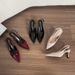 Burgundy Sexy Peep-Toe With Strap, Patent Leather Versatile Stiletto Heels, Open Back Pointed Toe Sandals For Women_vogvips.com