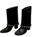 2025 Xiaoxiang New Product Flip Big Chain Thick Heel Trousers Boots Leather Short Boots High Heel Short Boots Fashion Boots Women's Boots_vogvips.com