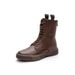 Martin Plus Size Women Casual Style 2025 Spring New Flat Low Tube Leather Boots Soft Sole Lace-up Back Zipper_vogvips.com