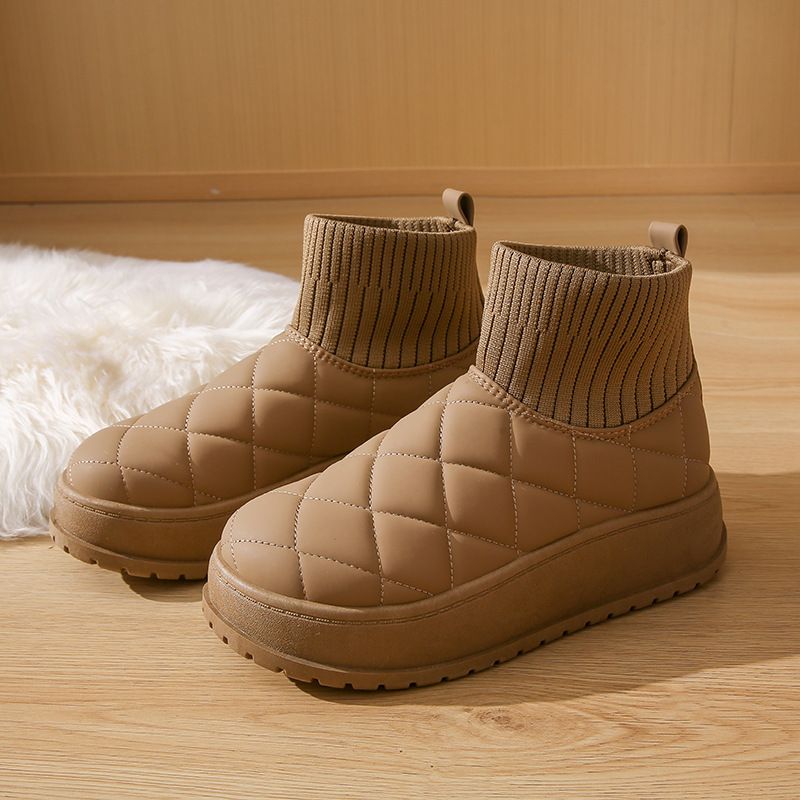 velvet High-top Boots Women's Non-slip Versatile Student Tide Thermal Socks Boots Cotton Shoes_vogvips.com