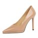 8366-1 Fashion Banquet Women's Thin Lacquered Leather Shallow Mouth Pointed Ultra High Heels Waterproof Platform Single_vogvips.com