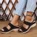 New Plus Size Shoes For Summer, New Women's Casual Flower Wedge Heel One Line Beach Sandals_vogvips.com