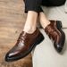 Euro Step 2025 Large Brogue Size 46 British Business Leather Men's Casual Breathable Wedding Trendy Shoes_vogvips.com