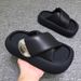 2024 Summer Metal Cross Slippers For Women With Small Stature, Thick Sole, Heightened Slippers, Leisure Vacation Beach_vogvips.com