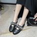 New European And American Style Round Toe 2024 Spring One-Word Buckle Slip-On Flat Fashion Versatile Shallow Mouth_vogvips.com
