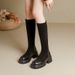 Over-the-Knee Martin Women High 2024 Autumn Winter New Thick Sole Short Chunky Heel Stretch Single Boots Slim_vogvips.com