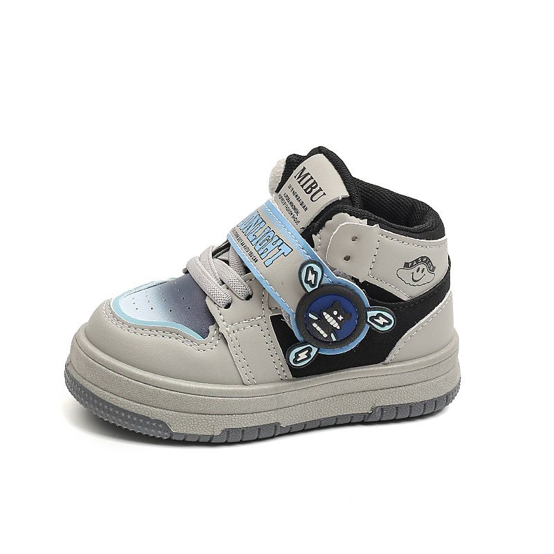 New Boys' High Top Basketball Shoes Girls' Soft Soled Velcro Bread Shoes_vogvips.com