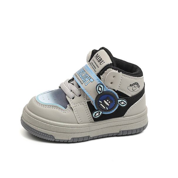 New Boys' High Top Basketball Shoes Girls' Soft Soled Velcro Bread Shoes_vogvips.com