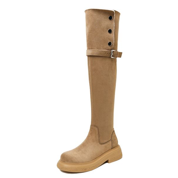 Over-the-Knee For Female Idols Returning Home, Women's Autumn And Winter Thick-Soled Melard Long High Boots, Brown_vogvips.com