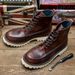 European Warm Series Handmade Outdoor Work Martin British Style Short Boots Men High Top Genuine Leather Lace-up Youth Motorcycle Shoes_vogvips.com
