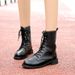 Martin For Women 2023 Autumn Winter Couple Style Large Size Round Toe Chunky Heel Lace-up Casual Mid-calf Boots_vogvips.com