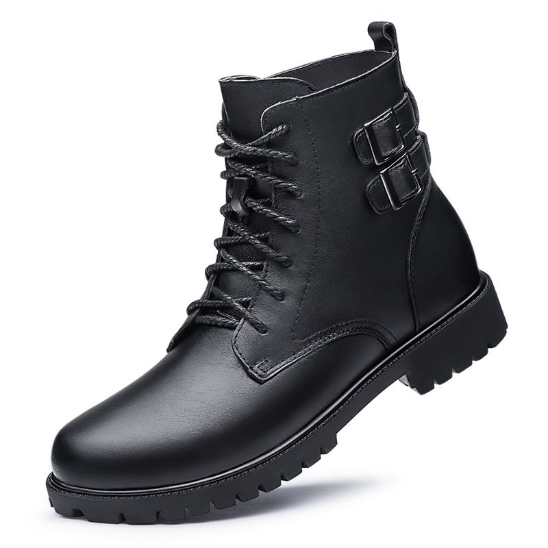 Martin Boots Men's High-top Style First-layer Tooling Boots Inner Tide Boots Black Work Leather Boots Men's Shoes_vogvips.com