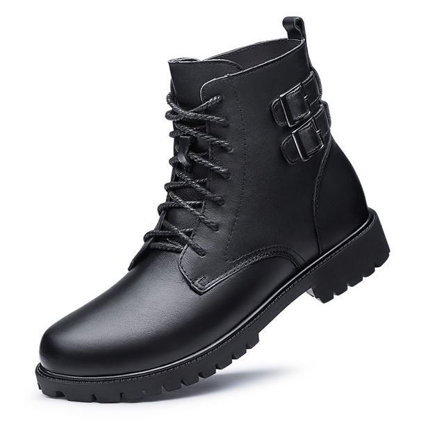 Martin Boots Men's High-top Style First-layer Tooling Boots Inner Tide Boots Black Work Leather Boots Men's Shoes_vogvips.com