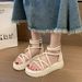 Platform Thick Sole For Women, Summer New Design, Fashionable And Elegant, Back Zipper Height Increasing, One Strap_vogvips.com