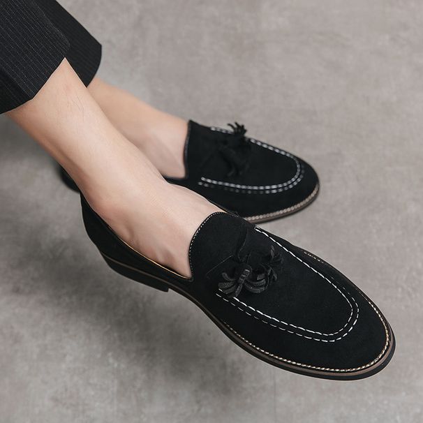 Men's Small Casual Versatile In Summer, Reverse Velvet Leather And Bean Shoes, British Style Hairstylist's Trendy Shoes_vogvips.com