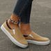 Large Size, Low Cut, Solid Flat Sole Single Shoes For Women's Hoodies, Color Blocking Lazy Skates_vogvips.com