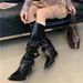 2026 New Wide-Calf Thick-Heeled Round-Toe High For Adult Women, Korean Style Solid Color Slouch Boots With Pointed Toe_vogvips.com