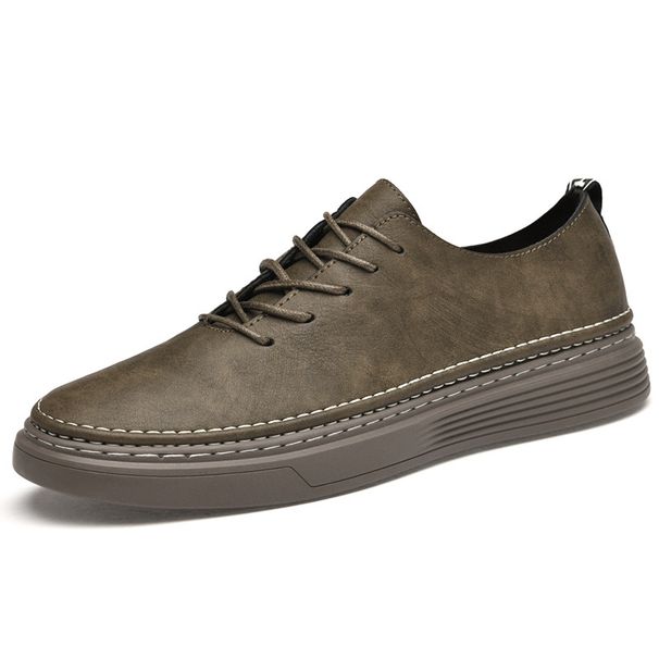 Genuine Leather Cowhide Breathable Casual Leather Shoes Men's Soft-soled Soft Leather Lace-up Board Shoes British Round Head Loose Leather Shoes Men_vogvips.com