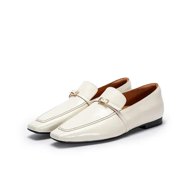Women Luxury Elegant Female Balance Square Toe Design Casual Ladies Low Heel Soft Soled Leather Shoes_vogvips.com