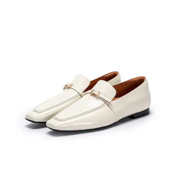 Women Luxury Elegant Female Balance Square Toe Design Casual Ladies Low Heel Soft Soled Leather Shoes_vogvips.com