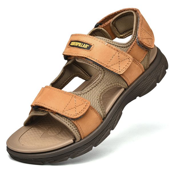 Ultra Light Genuine Leather Beach Sandals, Handmade Oversized Anti Slip Summer Men's Sandals_vogvips.com