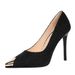 3266-2 European And American Style Waterproof Platform High-heeled With Metal Pointed Toe, Thin Shallow Cut, Ultra-high_vogvips.com